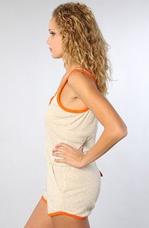 NTICE The Rib Knit Romper in Oatmeal and Orange