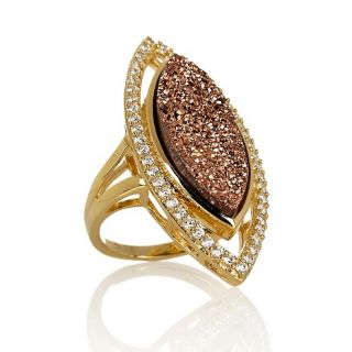 222 404 technibond drusy quartz and pave cz framed marquise ring