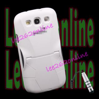 White Hard Case Cover with Stand for Samsung Galaxy S3 SIII i9300