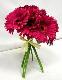 Gerbera Daisy Bouquet FUSCHIA HOT PINK Silk Flowers Artificial Bush 10