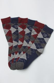 Brixton The 6Pack Melvin Socks in Burgundy Navy