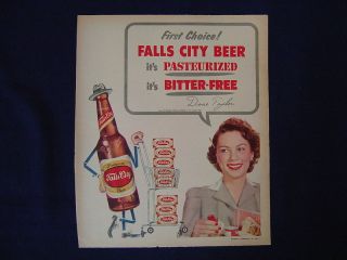 Falls City Beer Original Ad Advertising Print Old 1956