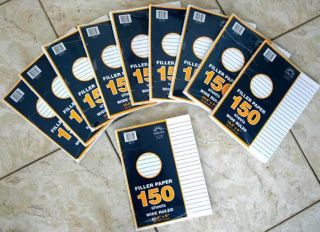  of 10 Packs Wide Rule Binder Filler Paper 150 Sheets Each Pack