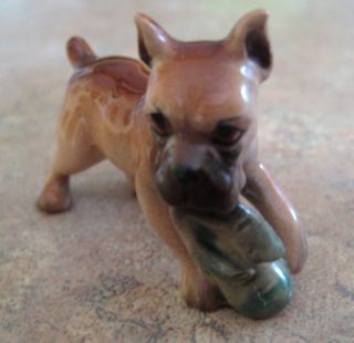 Kay Finch ceramic small boxer pup with a boot figurine 1940s