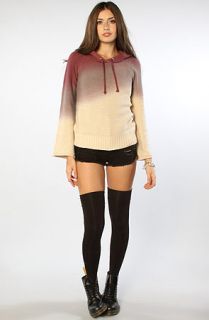 Chaser The Dip Dye Cotton Modal Pullover Hooded Sweater in Passion