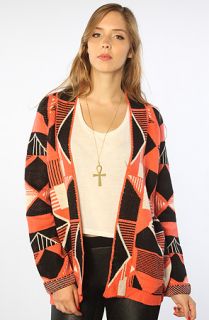 LA Boutique The Azteca Cardigan in Coral Multi