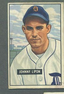 1951 51 Bowman Johnny Lipon Detroit Tigers RC 285