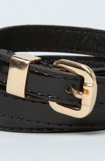 Accessories Boutique The Solid Patent Skinny Belt in Black