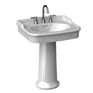  001 White Savina 27 Pedestal Fire Clay Bathroom Sink with 8 C