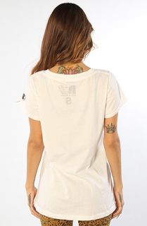 Rebel Yell The Favorite Destroyed Reverse Print V Neck Tee in White
