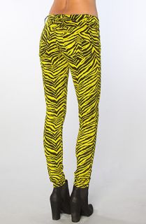 Tripp NYC The Overdyed Zebra Skinny Pant in Chartreuse Black