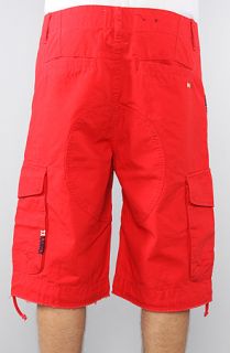 LRG The Sharks Landing Classic Cargo Shorts in Red