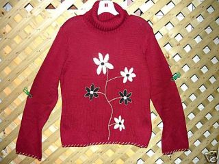 Falls Creek Cute Burgundy Turtleneck Sweater Size L New