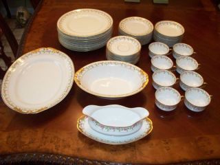 Antique Limoges Martial Redon Dinnerware Set 43 Pieces Extras Pink