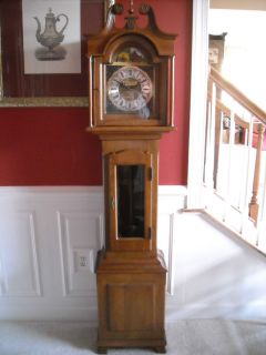  Daneker Senator Grandfather Clock Made in Fallston MD Walnut