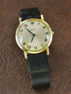 Fine Mens 18K Yellow Gold Piaget Wrist Watch C 1970S