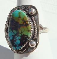  Silver Turquoise Artisan Signed Handmade Ring Size 7 3 4 V120