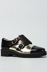 Senso Diffusion The Nate Shoe in Black Snake and Gold Metallic