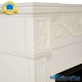 Ivory BALDWIN Gel Fuel Fireplace White Carved Wood Tv Stand Media