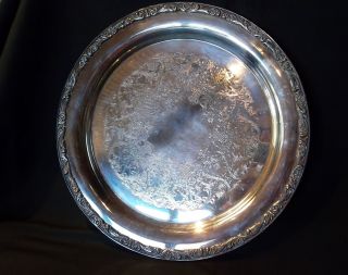 Wm Rogers 13 5 Round Silver Plate Serving Tray Platter 571 Eagle Star