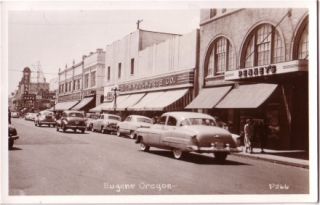 1950s RPPC Street Scene Eugene Oregon