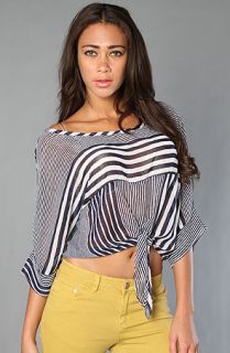 LA Boutique The Striped Swoon Top in Midnight