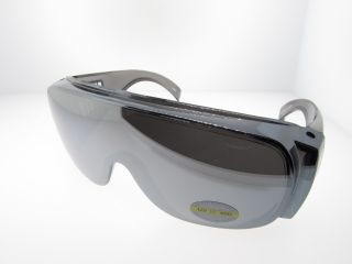 Silver Mirrored Lens Shield Sunglasses Fits Over Prescription Glasses