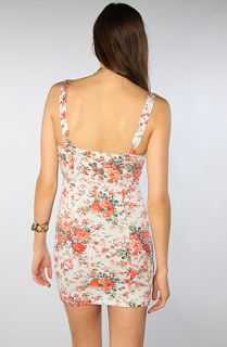 Free People The Floral Printed French Terry Bodycon Dress in Denim