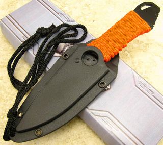 Master USA Red Cord Wrapped Fixed Blade Tactical Neck Boot Knife Black