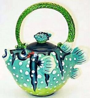 Puffer Fish Teapot Icing on The Cake Jeannette McCall Blue Sky