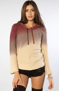 Chaser The Dip Dye Cotton Modal Pullover Hooded Sweater in Passion