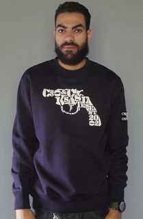 Crooks and Castles The Snub Text Crewneck Sweatshirt in Dark Navy