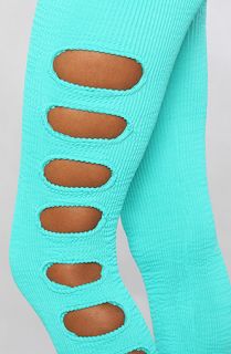 Tripp NYC The Puckerknit Cutout Leggings in Turquoise