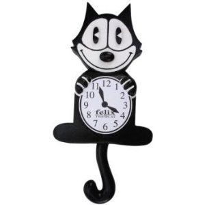 Felix the Cat Pendulum Black Animated Wall Clock HANGING Kitty KLOCK