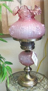 Vintage FENTON Art Glass Pink Dusty Rose 20 Desk or Vanity Lamp