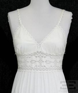 Flavio Castellani White Cotton & Crocheted Panel Sleeveless Dress Size