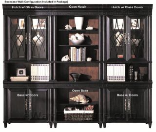 American Federal Black Wood Credenza and Hutch Home Office Computer