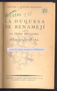 Manuel Y Antonio Machado Book La Duquesa 1ºED 1942