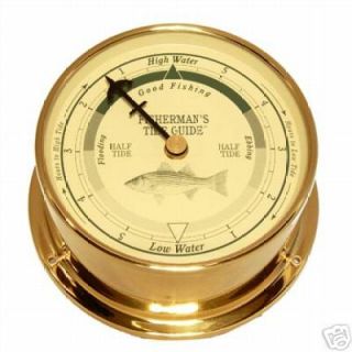 Brass Nautical Style Fishing Tide Clock 1YR Warranty