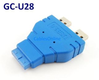 USB 3 0 Motherboard 20 Pin Header Female to 2X USB A Type Male Adapter