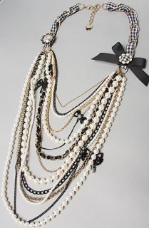 Betsey Johnson The Vintage Betsey Multi Chain Pearl Necklace