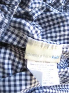 PBK Pottery Barn Kids Queen Fitted Sheet Navy Blue White Gingham 100%