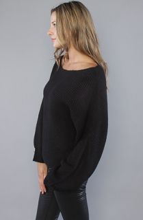 Free People The Horizontal Rib Cropped Pullover Top in Black