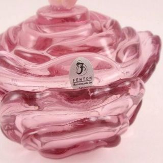 Fenton Glass Madras Pink HP Butterfly Candy Box C9280