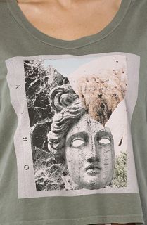 Obey The Stone Goddess Vintage Crop Tee in Dusty Army