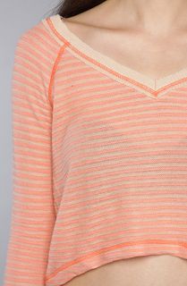 Free People The Striped Swit Cropped Long Sleeve Top in Papaya