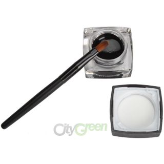 Waterproof Black Eye Liner Eyeliner Shadow Gel Makeup Cosmetic + Brush
