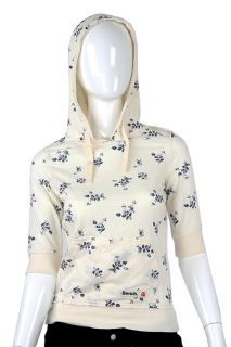 Bench   XS   Ladies White Blue Floral Short Sleeve Hoodie Style Cool