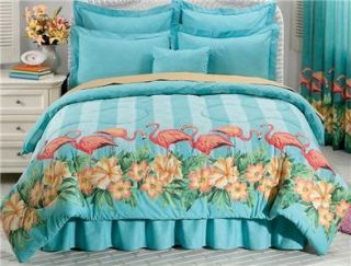 PC Pink Flamingo Tropical Style California King Comforter Set Free