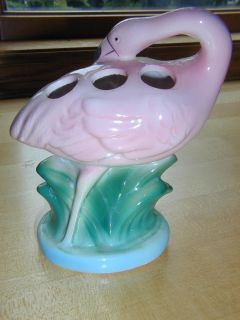 Vintage Ceramic Pink Flamingo Toothbrush Holder Japan